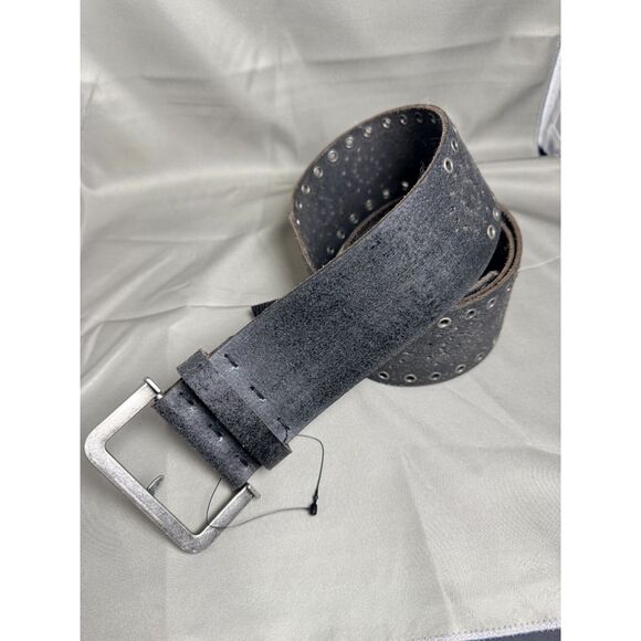 NEW Free People Buffalo Leather Black Perforated Belt M/L main image 6